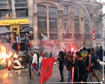 بلجيكا لأمن يفض احتفالات الجالية المغربية عقب الفوز على بلجيكا