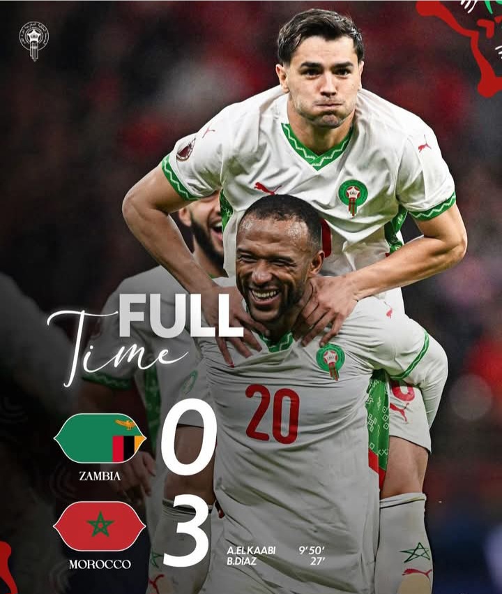 أسود الأطلس تتفوق على منتخب زامبيا بثلاثة أهداف مقابل لاشي بالرباط